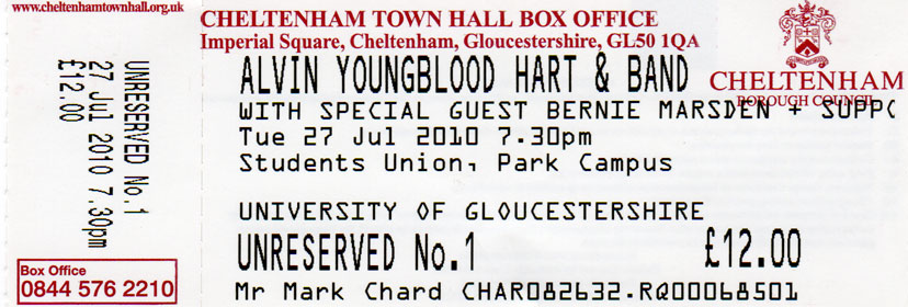 ALVIN YOUNGBLOOD HART Ticket